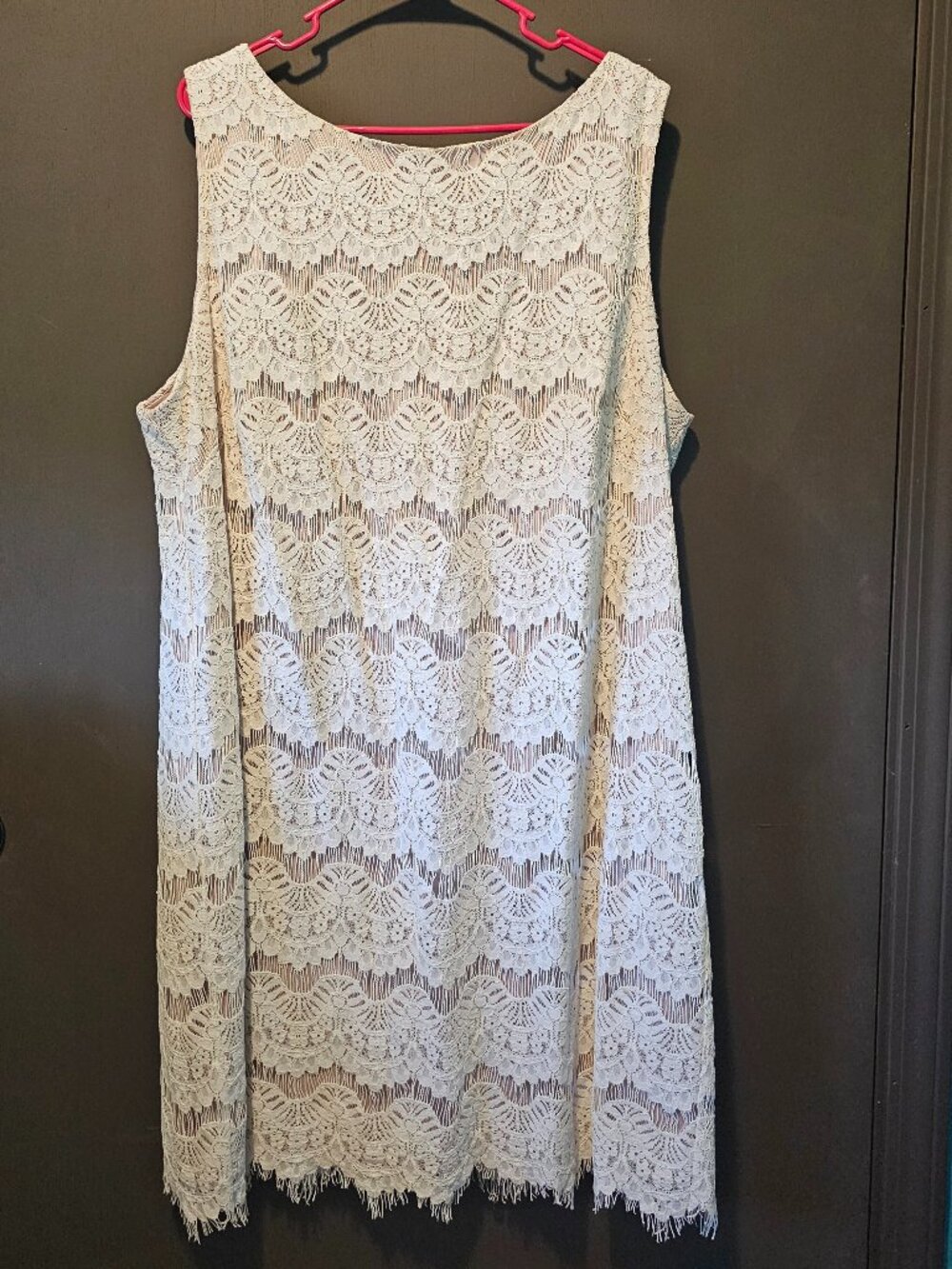 Jessica Howard Cream Colored Sleeveless Lace Shift Evening Dress Plus Size 20W